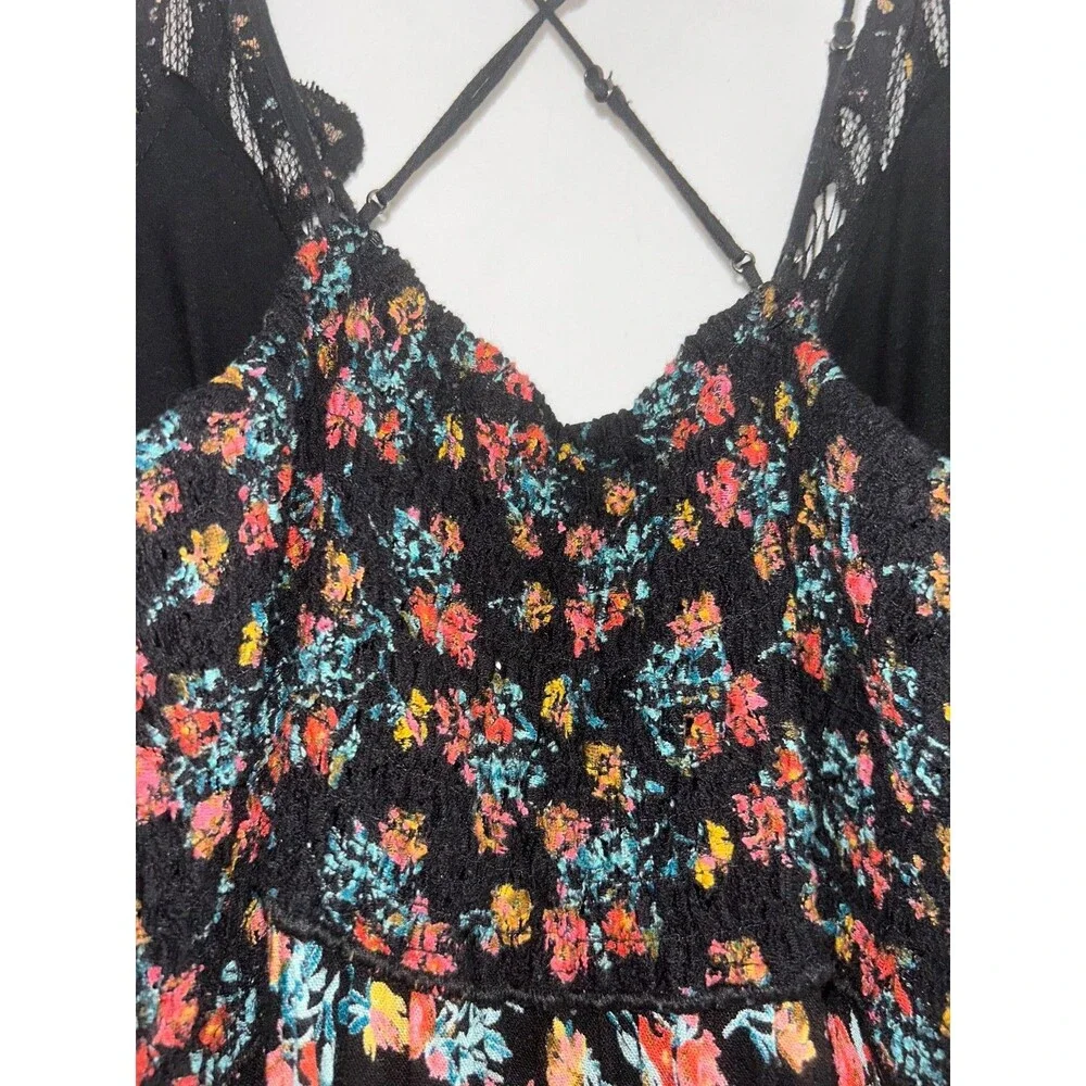 Free People Women’s Adella Slip Dress size L Ditsy Floral Lace Romantic Boho